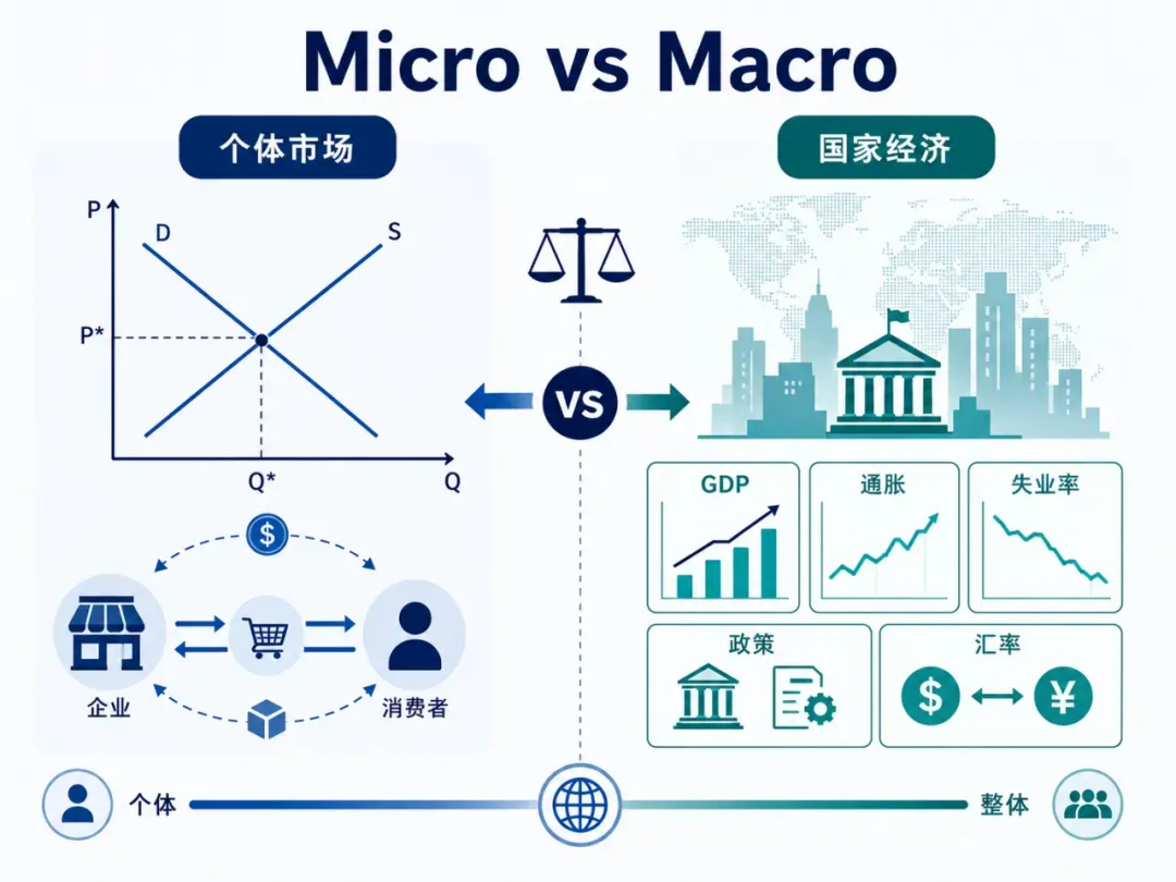 微观与宏观经济学的研究对象对照