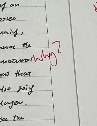 Mr. Yusri在试卷上写下的Why