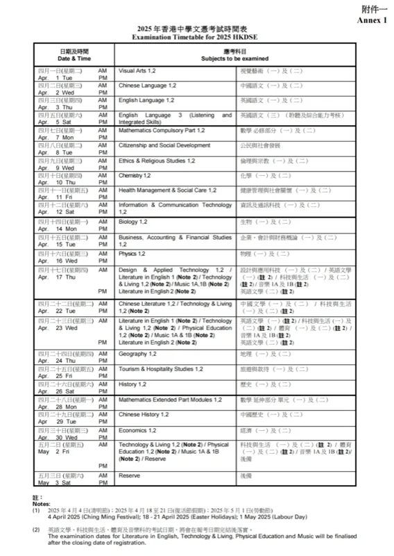 鹰尚私塾 | 2025年DSE考试时间表已出!如何规划?哪些变革值得注意?