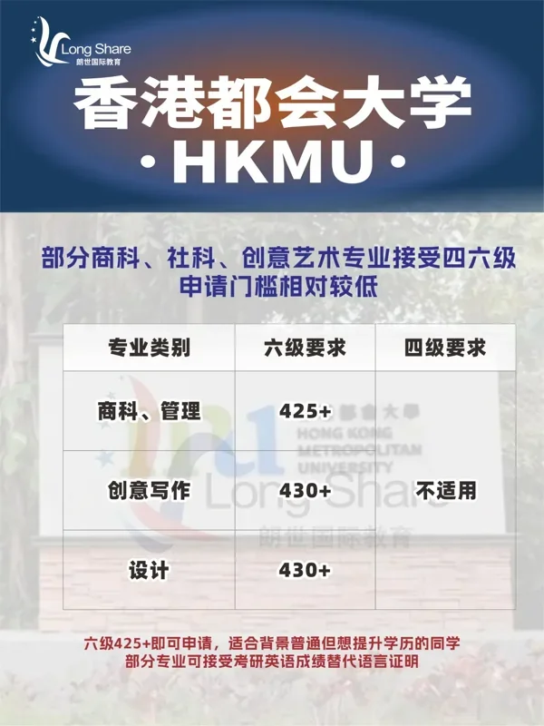 朗世国际教育 | 四六级也能申港校硕士！这些专业接受CET成绩，速看申请攻略！
